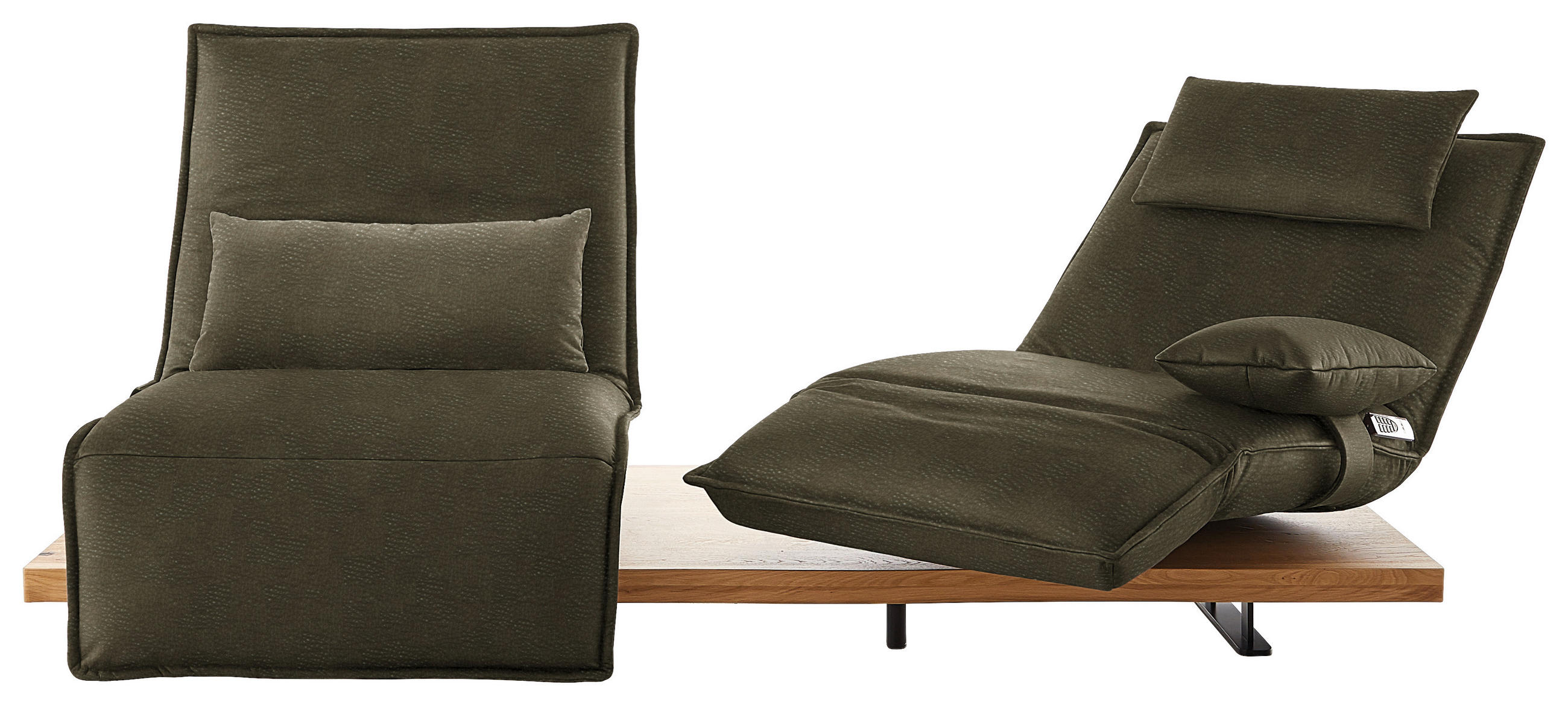 2-SITZER-SOFA in Echtleder Olivgrün  - Eichefarben/Schwarz, Natur, Leder/Holz (240/63/115cm) - Koinor