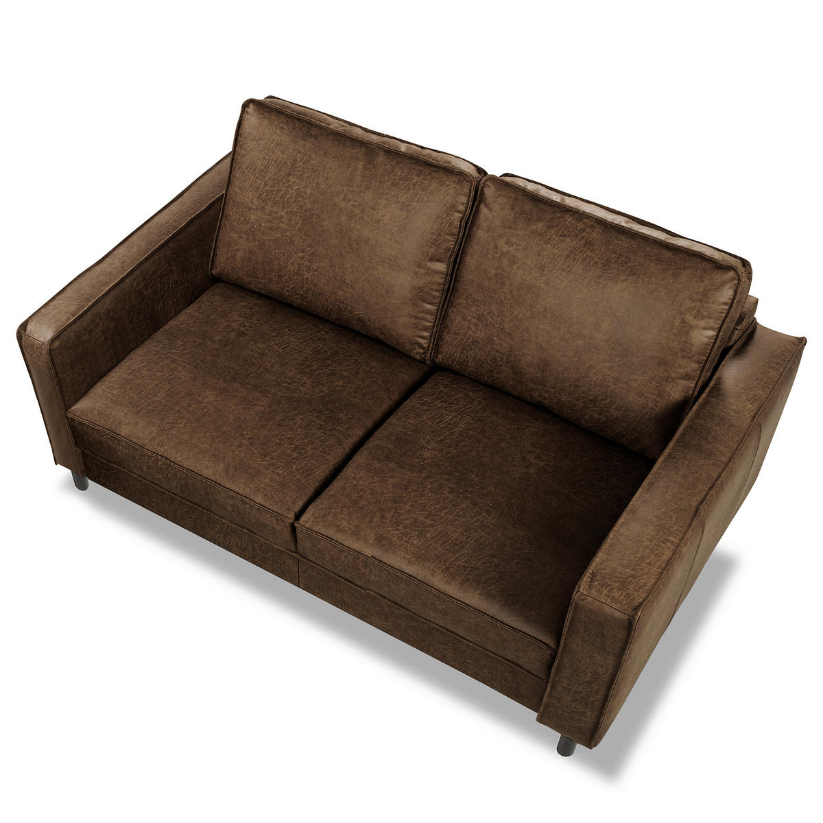 2-SITZER-SOFA Dunkelbraun Echtleder Lederlook  - Dunkelbraun, Design, Leder/Textil (148/85/92cm) - Livetastic