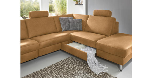 ECKSOFA in Mikrofaser Honig  - Alufarben/Honig, Design, Textil/Metall (275/242cm) - Dieter Knoll