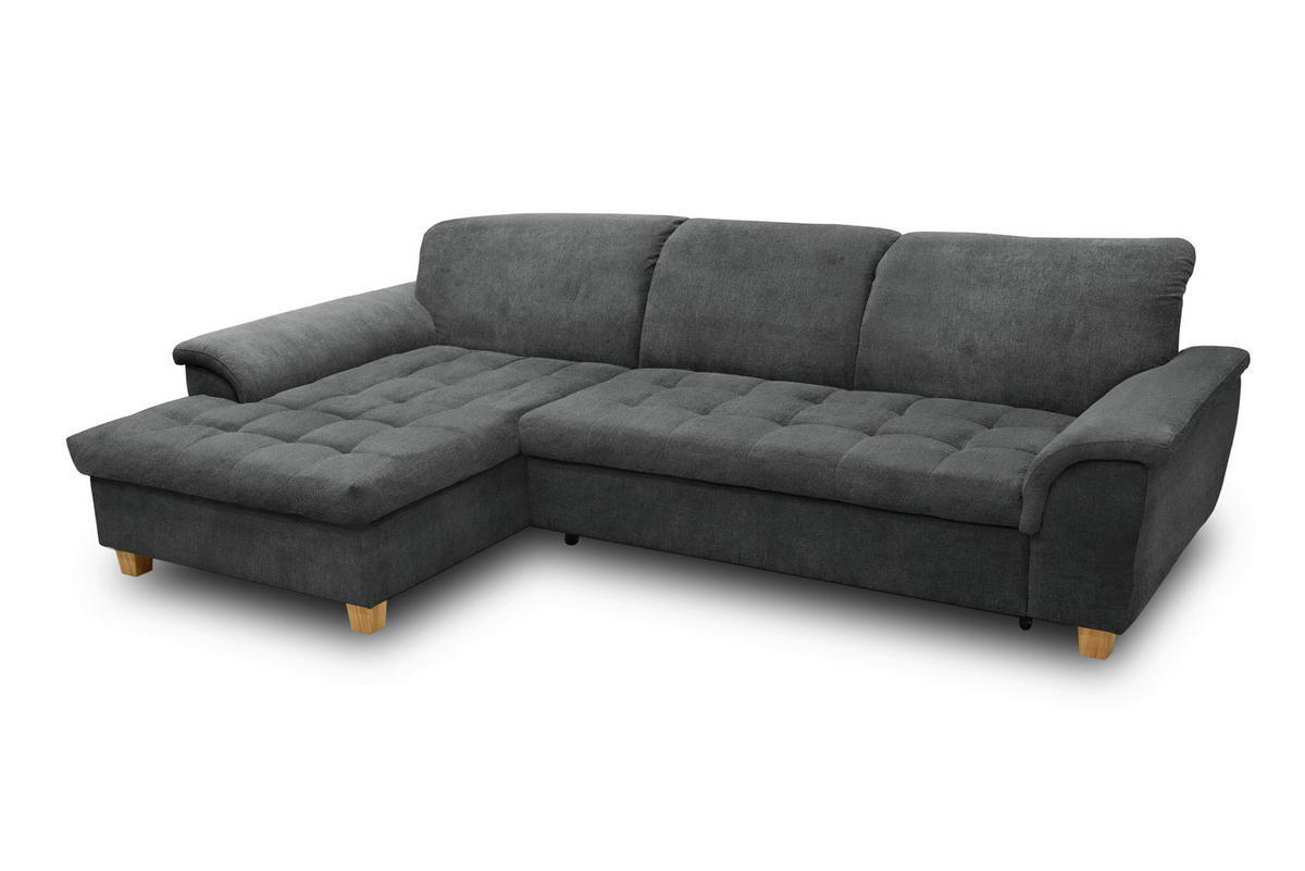 ECKSOFA Dunkelgrau Mikrofaser  - Eichefarben/Dunkelgrau, KONVENTIONELL, Holz/Textil (170/281cm) - MID.YOU