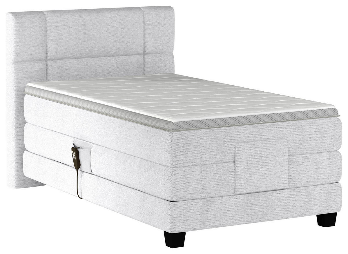 BOXSPRINGBETT 90/200 cm  in Seidengrau  - Seidengrau/Schwarz, KONVENTIONELL, Holz/Kunststoff (90/200cm) - Esposa