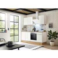 KÜCHENBLOCK 220 cm   in Weiß, Weiß Hochglanz  - Weiß Hochglanz/Alufarben, LIFESTYLE, Holzwerkstoff/Kunststoff (220cm) - Respekta