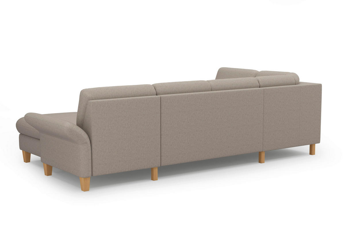 WOHNLANDSCHAFT Taupe Flachgewebe  - Taupe/Eichefarben, KONVENTIONELL, Holz/Textil (195/314/164cm) - Sit & More