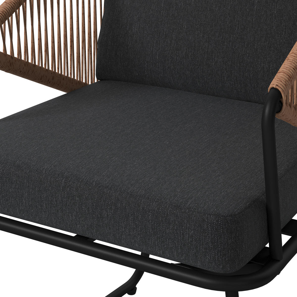 BALKONSET  - Schwarz/Naturfarben, MODERN, Glas/Kunststoff (53/77/66cm) - Ambia Garden
