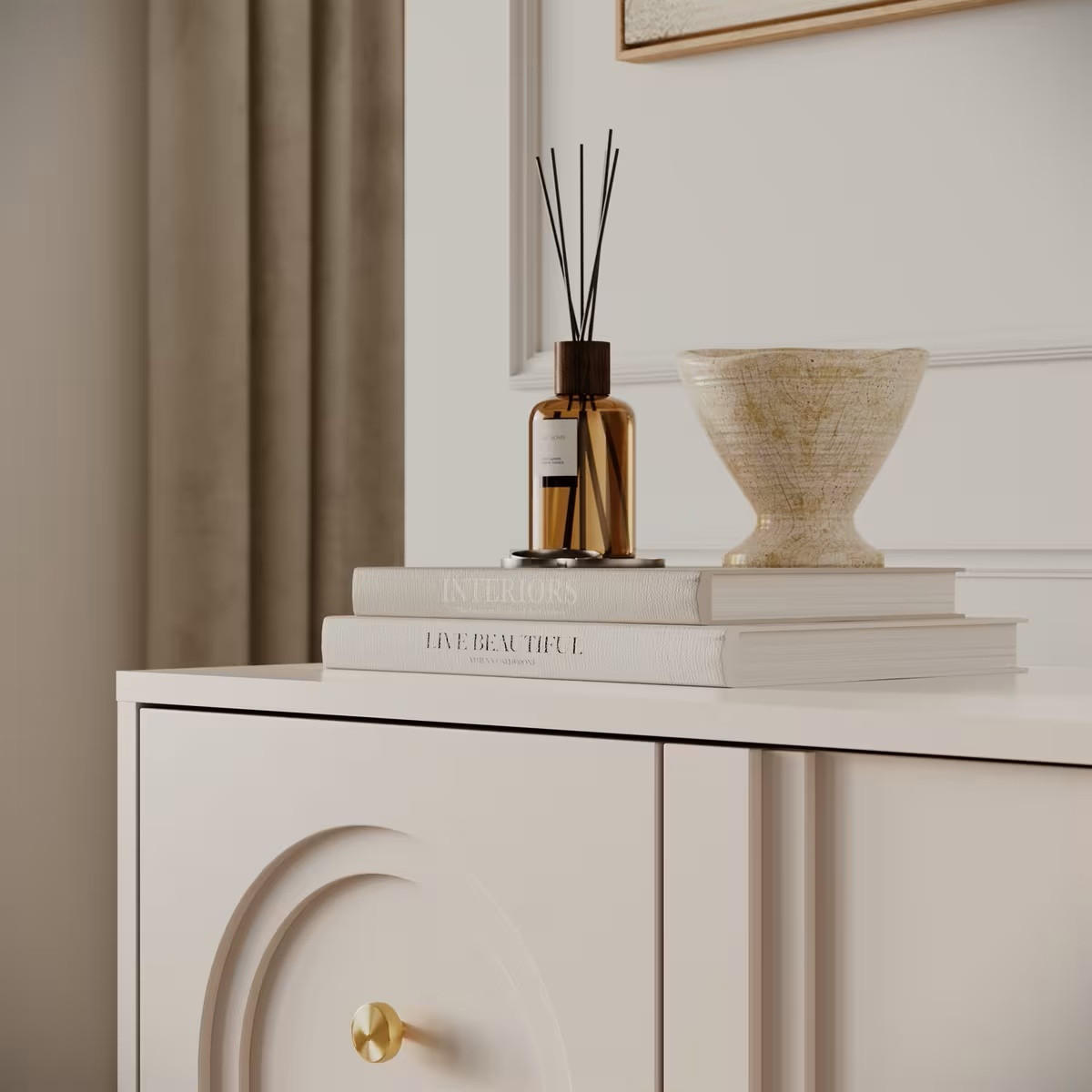 SIDEBOARD Mazoma  in 154/84/39 cm  - Kaschmir/Goldfarben, Design, Holzwerkstoff/Metall (154/84/39cm) - Boxxx