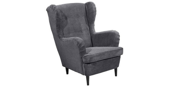 OHRENSESSEL Cord Dunkelgrau - Dunkelgrau/Schwarz, Basics, Holz/Textil (78/102/98cm) - Carryhome