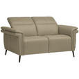 2-SITZER-SOFA  in Echtleder Beige   - Beige/Schwarz, Design, Leder/Metall (162/79/104cm) - Belluti