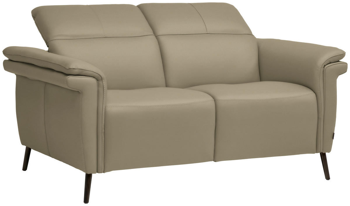 2-SITZER-SOFA  in Echtleder Beige   - Beige/Schwarz, Design, Leder/Metall (162/79/104cm) - Belluti