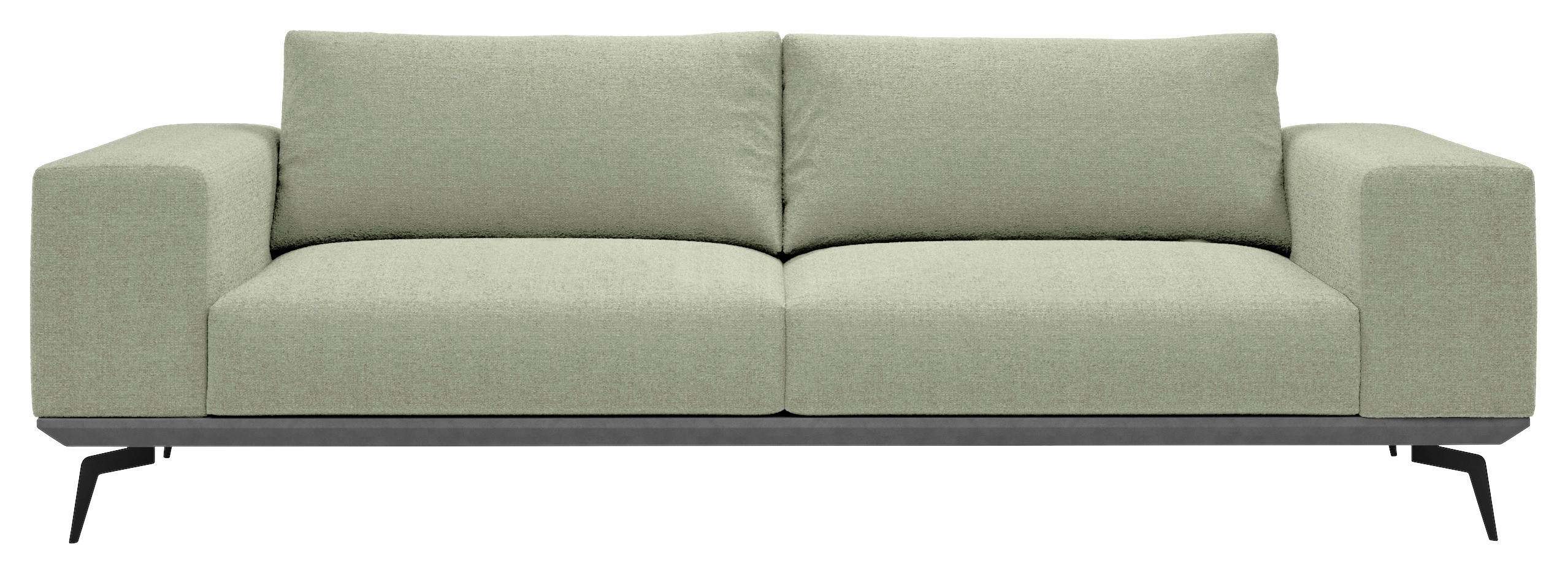 2-SITZER-SOFA in Chenille Mintgrün  - Beige/Schwarz, Design, Holz/Textil (260/87/95cm) - MID.YOU