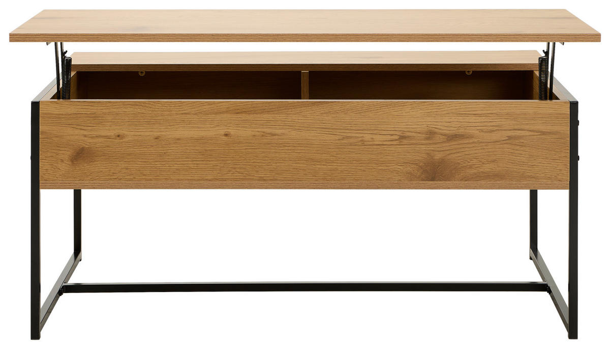 COUCHTISCH rechteckig Naturfarben, Schwarz  - Schwarz/Naturfarben, Natur, Holzwerkstoff/Metall (100/45/40cm) - MID.YOU