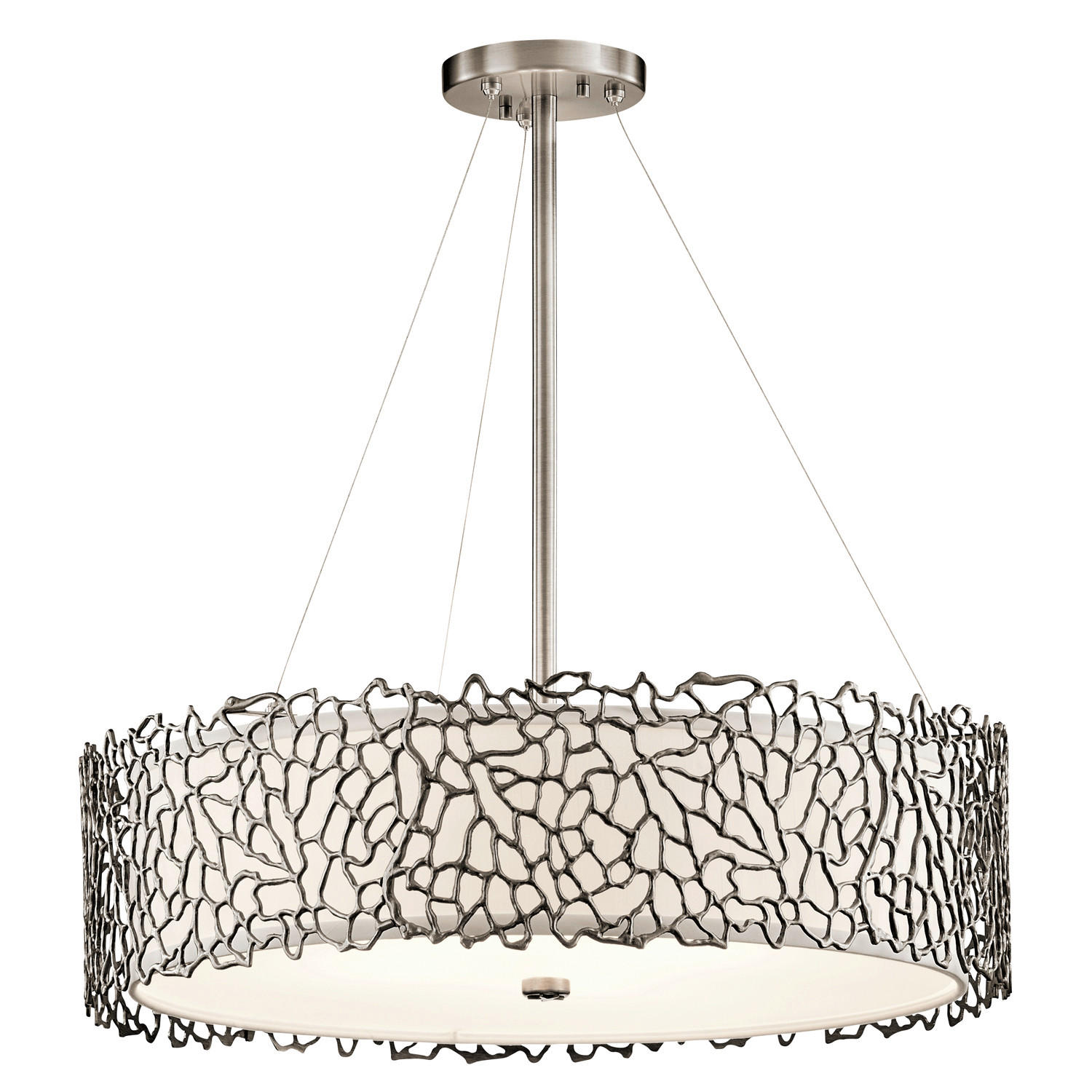 HÄNGELEUCHTE Elstead Coral 55.9/35 cm   - Silberfarben, Design, Glas/Textil (55.9/35cm) - Elstead Lighting
