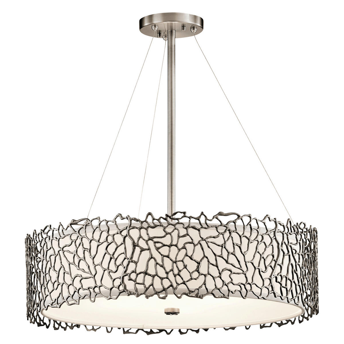 HÄNGELEUCHTE 55.9/35 cm    - Silberfarben, Design, Glas/Textil (55.9/35cm) - Elstead Lighting