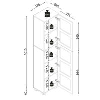 HOCHSCHRANK 38/165/28 cm  - Eichefarben/Silberfarben, Trend, Glas/Holzwerkstoff (38/165/28cm) - MID.YOU