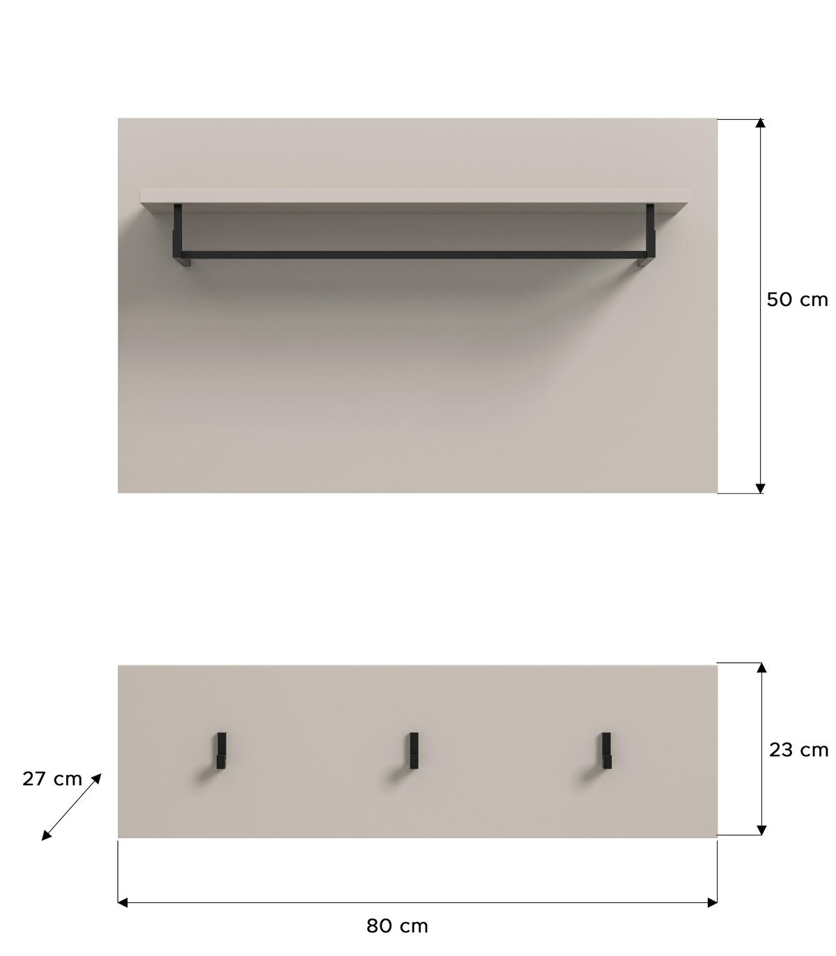 GARDEROBENPANEEL  in 80/73/27 cm  - Kaschmir, Design, Holzwerkstoff (80/73/27cm) - MID.YOU