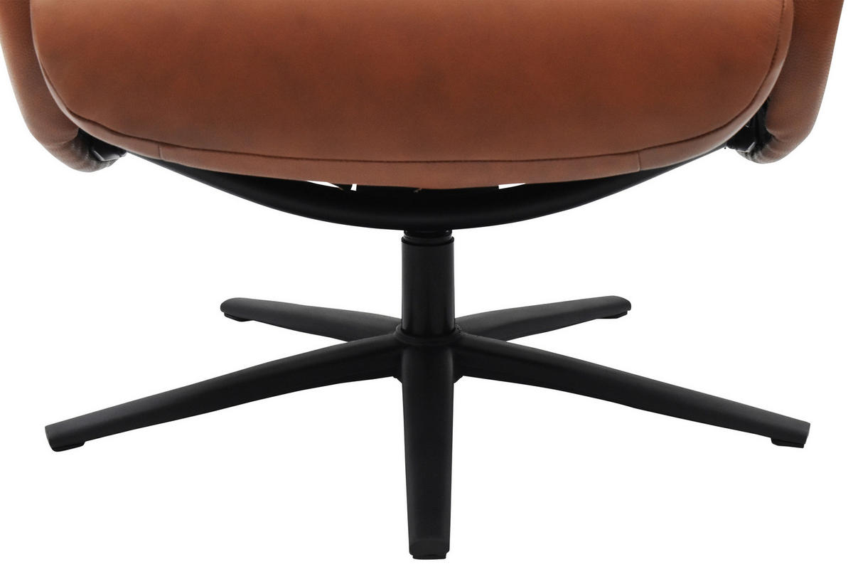 RELAXSESSELSET Lederlook Echtleder    - Cognac/Schwarz, Design, Leder/Holz (72/109/86/111/81cm) - Livetastic