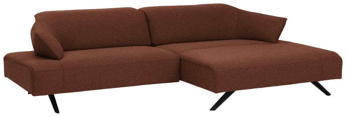 ECKSOFA in Struktur Terracotta  - Anthrazit/Terracotta, Design, Textil/Metall (276/165cm) - Himolla