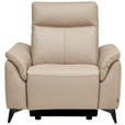 SESSEL in Echtleder Beige  - Beige/Schwarz, Design, Leder/Metall (107/105/98cm) - Emilio Belluti