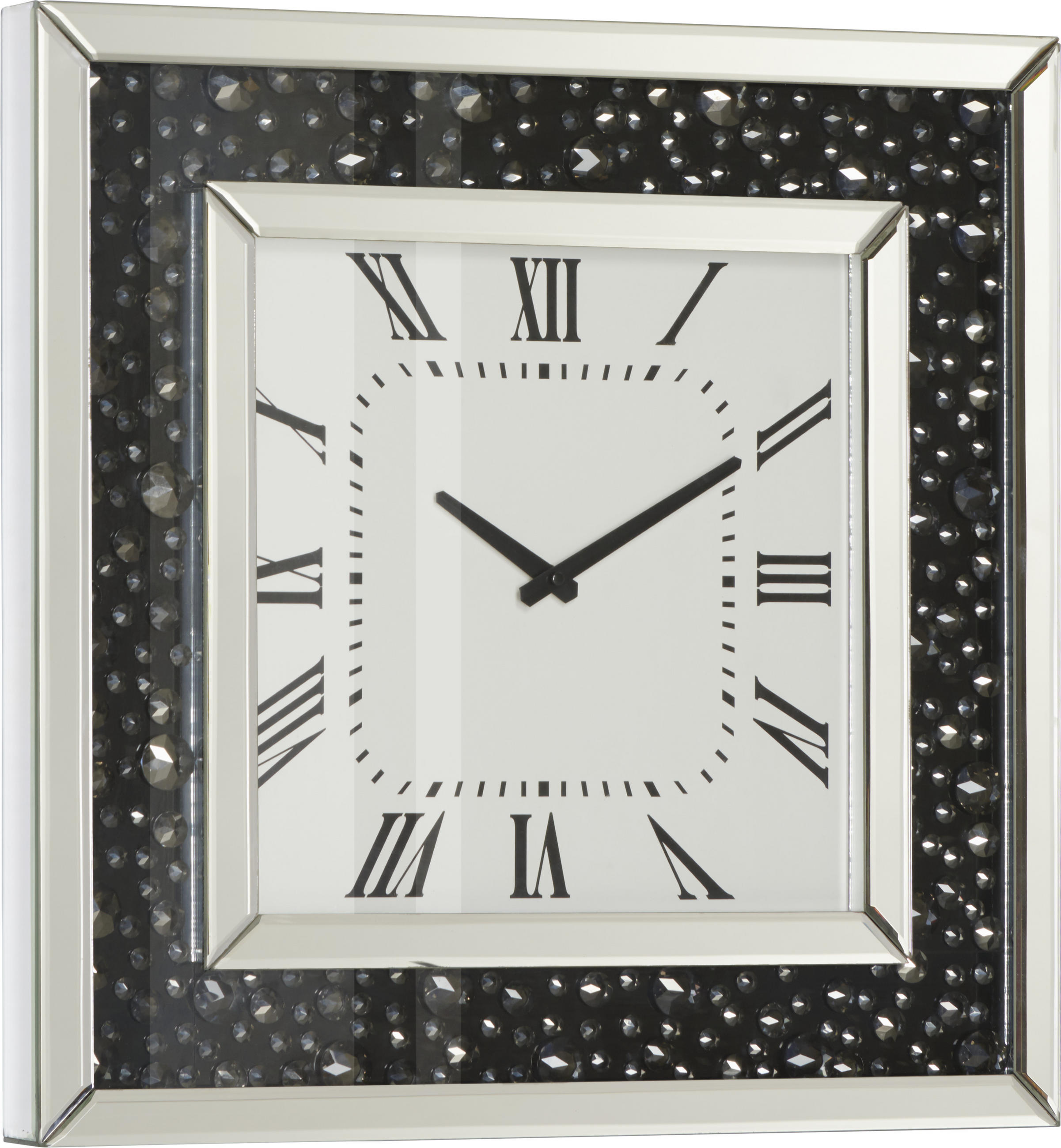 NÁSTĚNNÉ HODINY, černá, barvy stříbra, 50,5/50,5/2,2 cm - černá/barvy stříbra, Design, kompozitní dřevo/sklo (50,5/50,5/2,2cm) - Xora