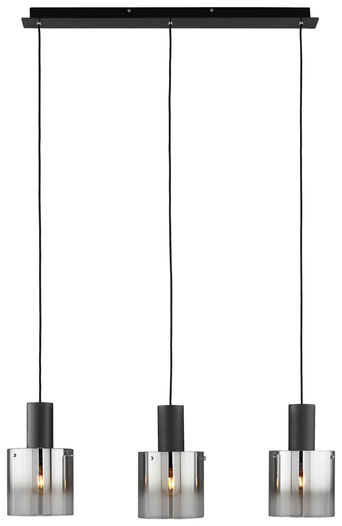 HÄNGELEUCHTE Alesund 90/20/120 cm   - Schwarz, Design, Glas/Metall (90/20/120cm) - Dieter Knoll