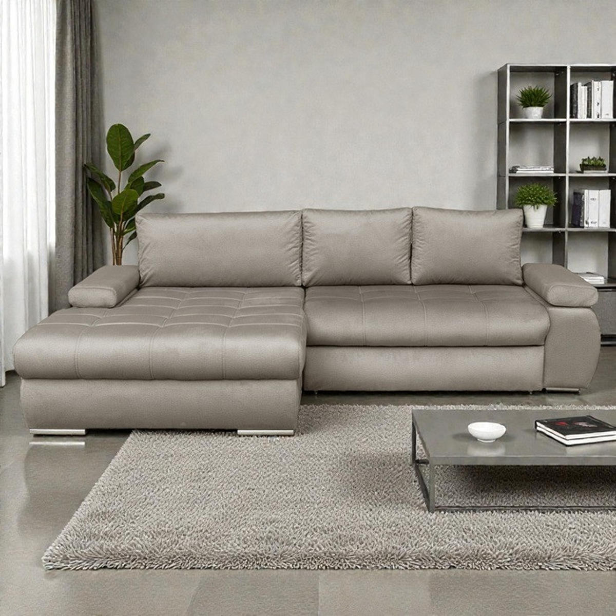 Colțar, textil, bej - bej, Design, textil (177/90/295cm) - Carryhome