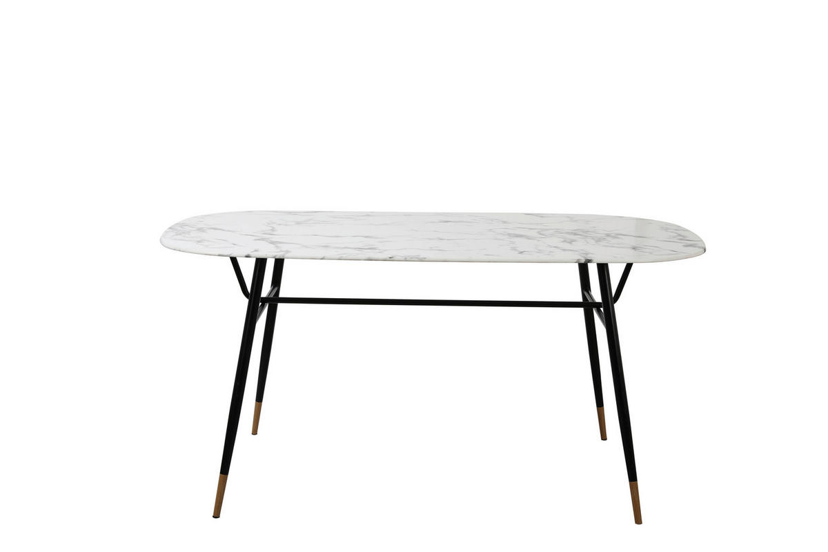 ESSTISCH in Metall, Glas 160/90/77 cm  - Schwarz/Weiß, Design, Glas/Metall (160/90/77cm) - Livetastic