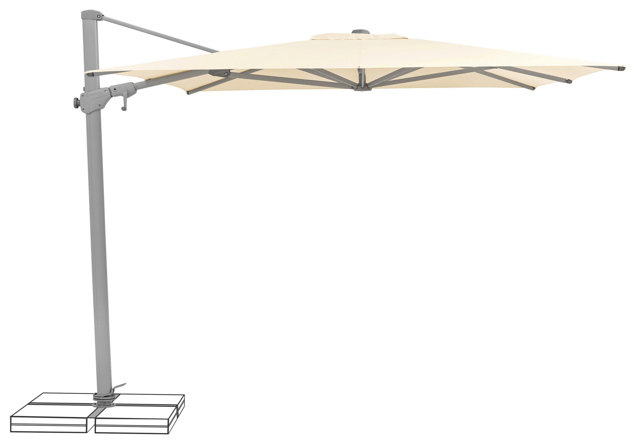 AMPELSCHIRM 330x270 cm  - Ecru/Silberfarben, Basics, Textil/Metall (330/270cm) - Suncomfort by Glatz