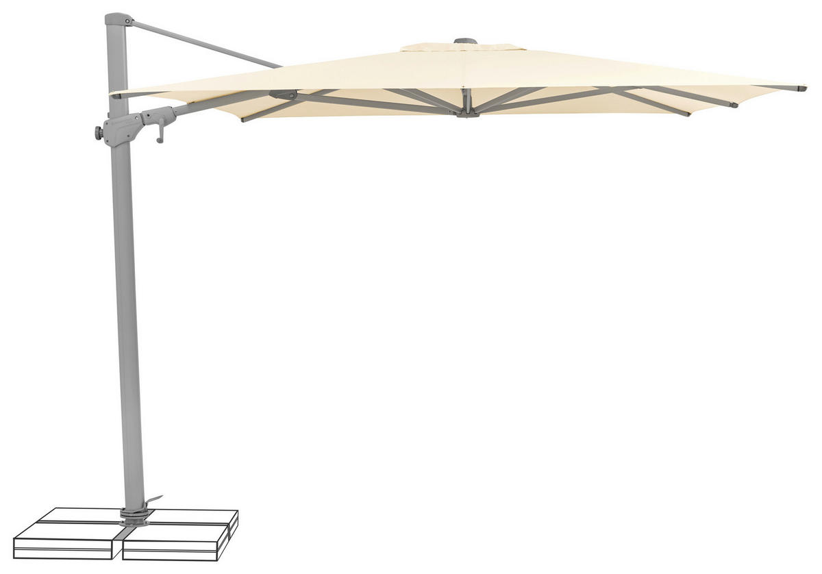 AMPELSCHIRM 330x270 cm  - Ecru/Silberfarben, Basics, Textil/Metall (330/270cm) - Suncomfort by Glatz