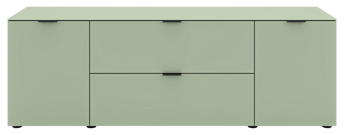 LOWBOARD  160/56/40 cm  - Salbeigrün/Schwarz, Basics, Glas/Holzwerkstoff (160/56/40cm) - Novel
