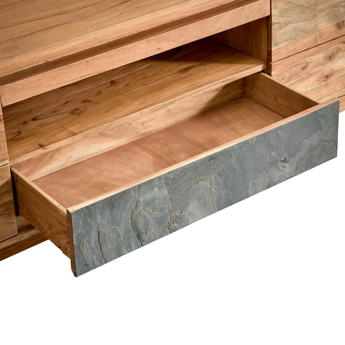 WOHNWAND 4-teilig  in Grau, Akaziefarben  240/173/40 cm  - Akaziefarben/Grau, KONVENTIONELL, Holz/Stein (240/173/40cm) - Livetastic