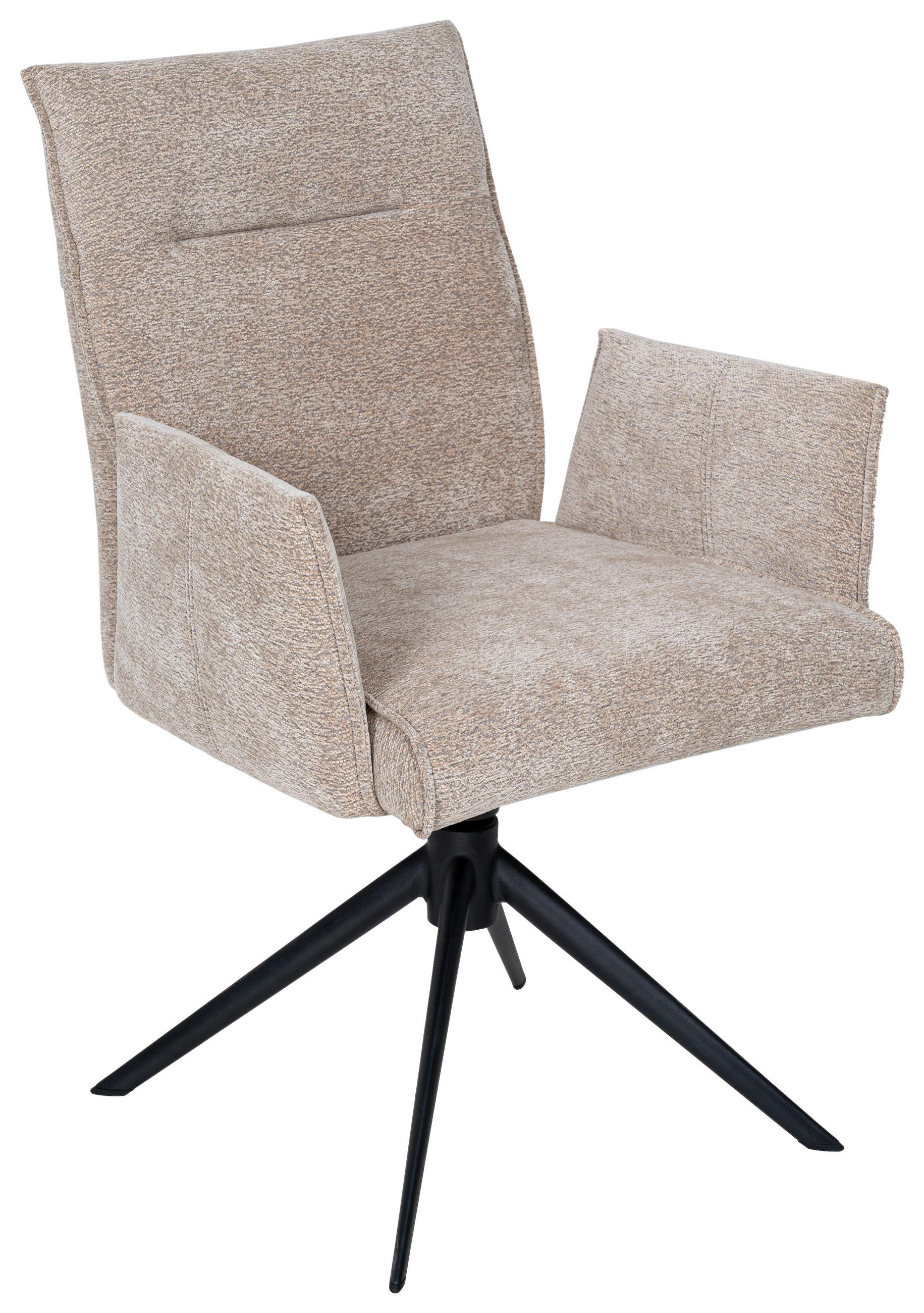 ARMLEHNSTUHL  Stoffauswahl, Wippmechanik ohne Härtegradeinstellung, Sitzfläche 360° drehbar Chenille  Taupe  - Taupe/Schwarz, Design, Textil/Metall (58/91/58,5cm) - Valnatura