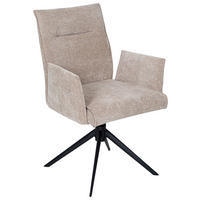 ARMLEHNSTUHL  Stoffauswahl, Wippmechanik ohne Härtegradeinstellung, Sitzfläche 360° drehbar Chenille  Taupe  - Taupe/Schwarz, Design, Textil/Metall (58/91/58,5cm) - Valnatura