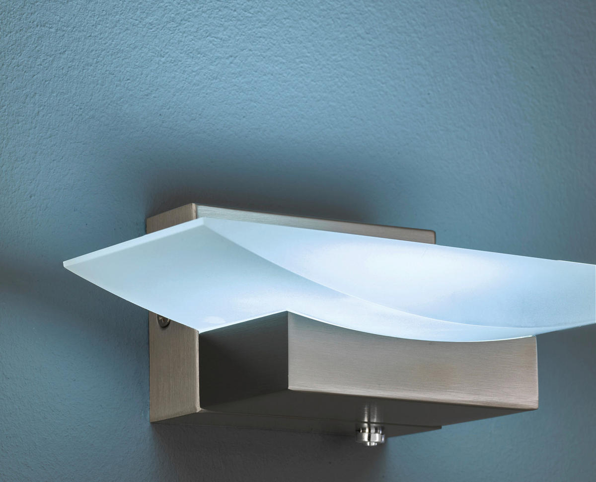 LED-WANDLEUCHTE - Nickelfarben, Design, Glas/Metall (30/6/6cm) - Fischer & Honsel
