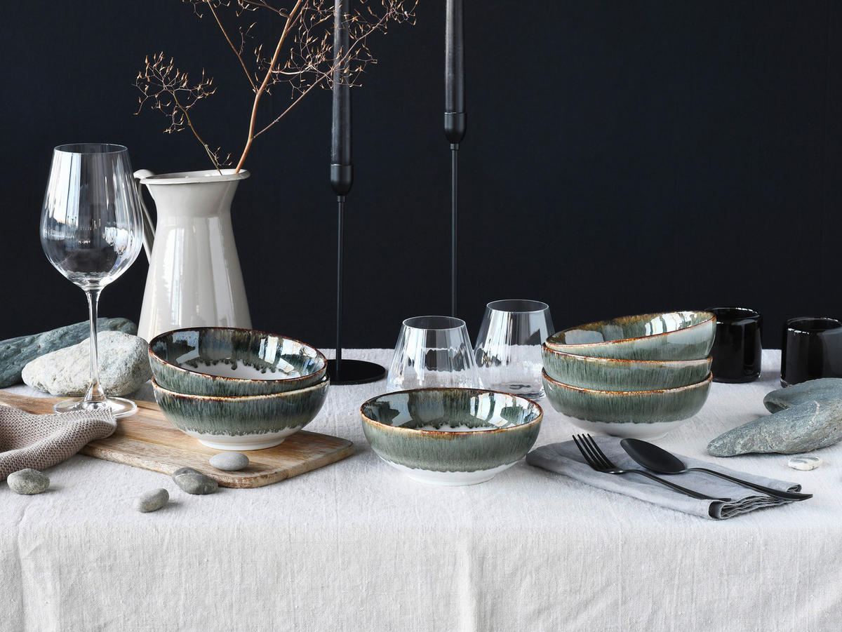 SCHÜSSELSET Cascade 6-teilig  - Weiß/Grau, Design, Keramik - Creatable