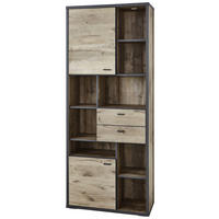 REGAL Eichefarben, Dunkelgrau  - Dunkelgrau/Eichefarben, MODERN, Holzwerkstoff/Kunststoff (85,8/207,9/37,4cm) - Modante