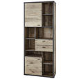REGAL Eichefarben, Dunkelgrau  85,8/207,9/37,4 cm  - Dunkelgrau/Eichefarben, MODERN, Holzwerkstoff/Kunststoff (85,8/207,9/37,4cm) - Xora