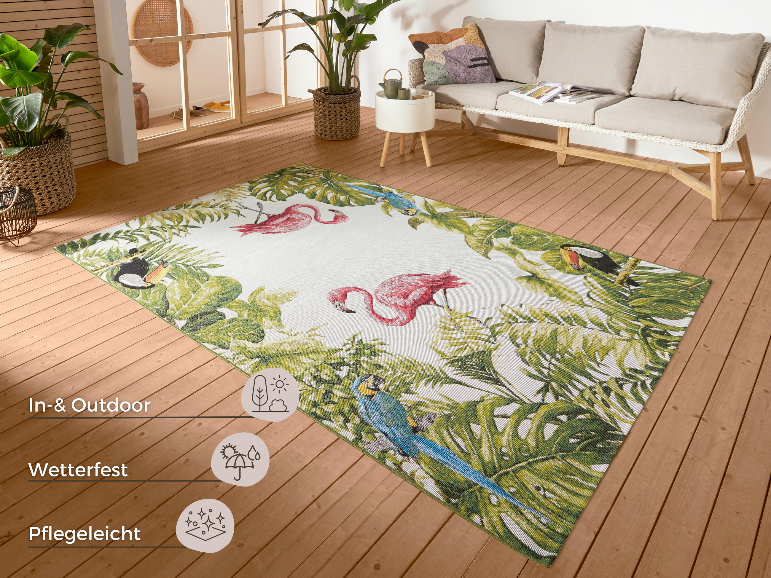 OUTDOORTEPPICH 120/180 cm Flair Multicolor, Weiß  - Multicolor/Weiß, Design, Kunststoff (120/180cm)