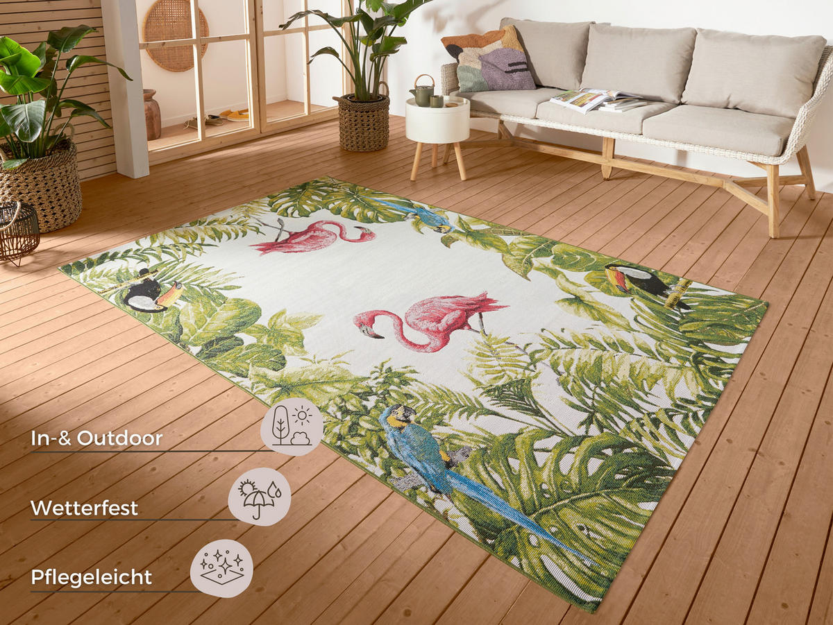 OUTDOORTEPPICH 120/180 cm Flair Multicolor, Weiß  - Multicolor/Weiß, Design, Kunststoff (120/180cm)