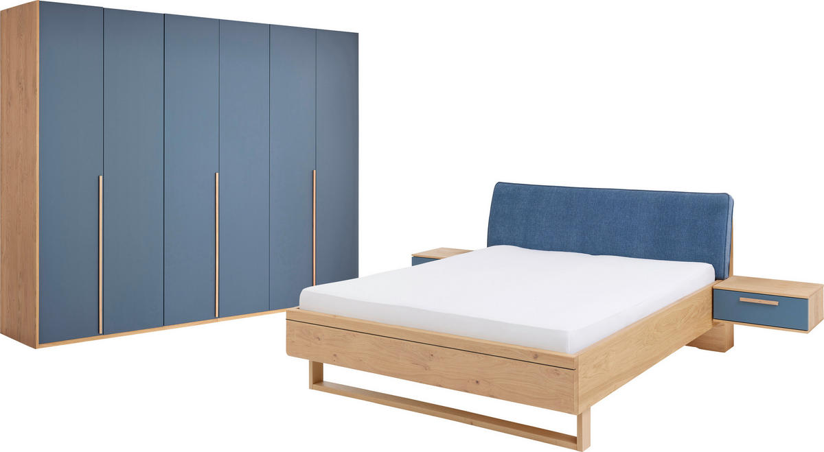 SCHLAFZIMMER Blau, Eichefarben  - Blau/Eichefarben, Design, Holz/Holzwerkstoff (180/200cm) - Musterring