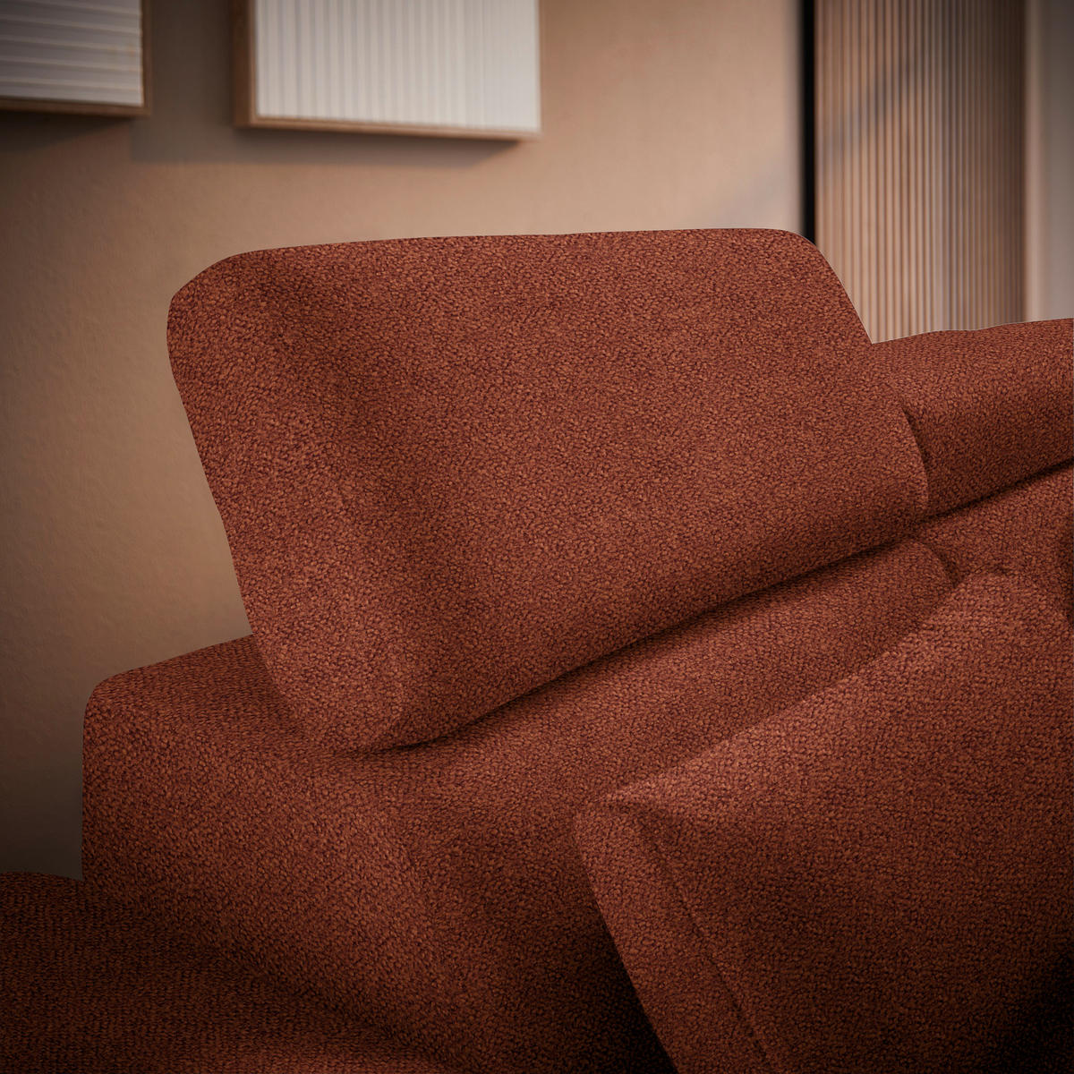 ECKSOFA in Velours Rostfarben  299/264 cm  - Rostfarben/Schwarz, Design, Textil/Metall (299/264cm) - Novel