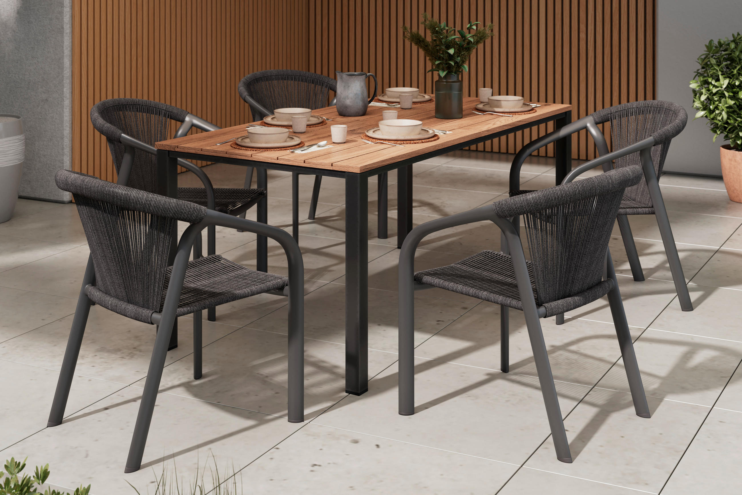 GARTENSTUHL Aluminium Anthrazit  - Anthrazit, MODERN, Kunststoff/Metall (56/79/62cm) - Ambia Garden