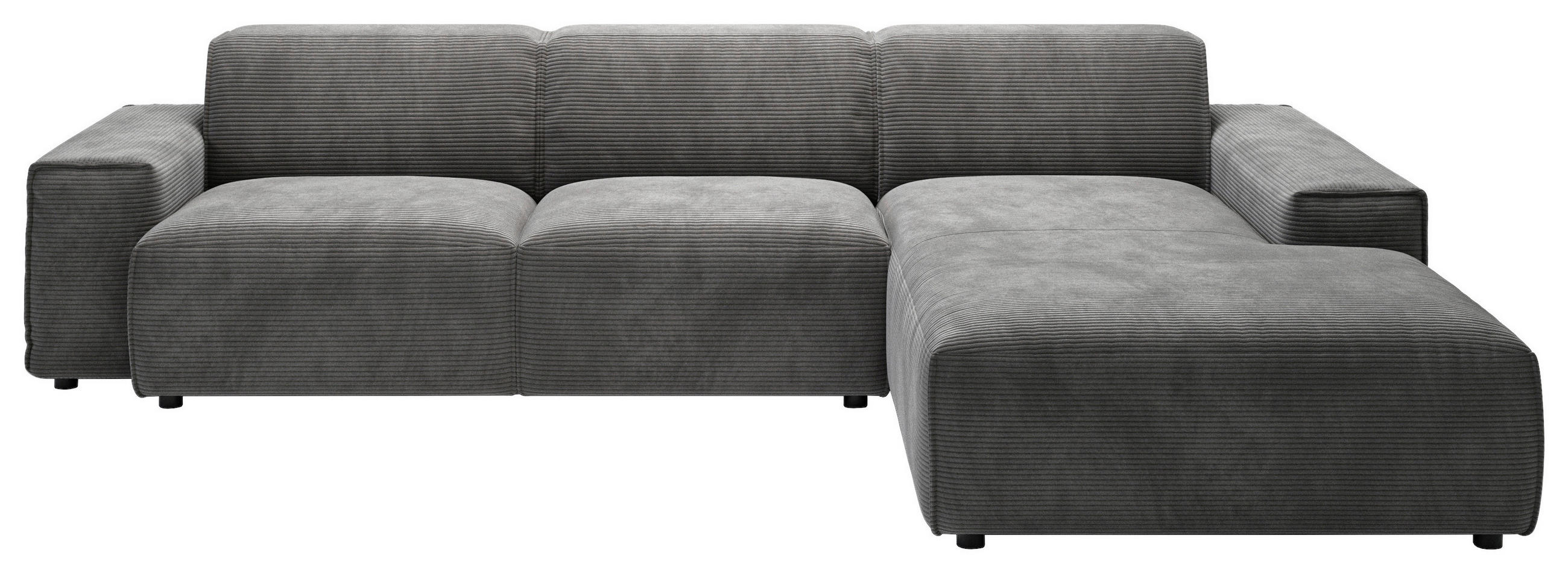 ECKSOFA in Cord Dunkelgrau  - Dunkelgrau/Schwarz, Design, Kunststoff/Textil (300/189cm) - Pure Home Lifestyle
