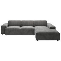 ECKSOFA in Cord Dunkelgrau  - Dunkelgrau/Schwarz, Design, Kunststoff/Textil (300/189cm) - Pure Home Lifestyle