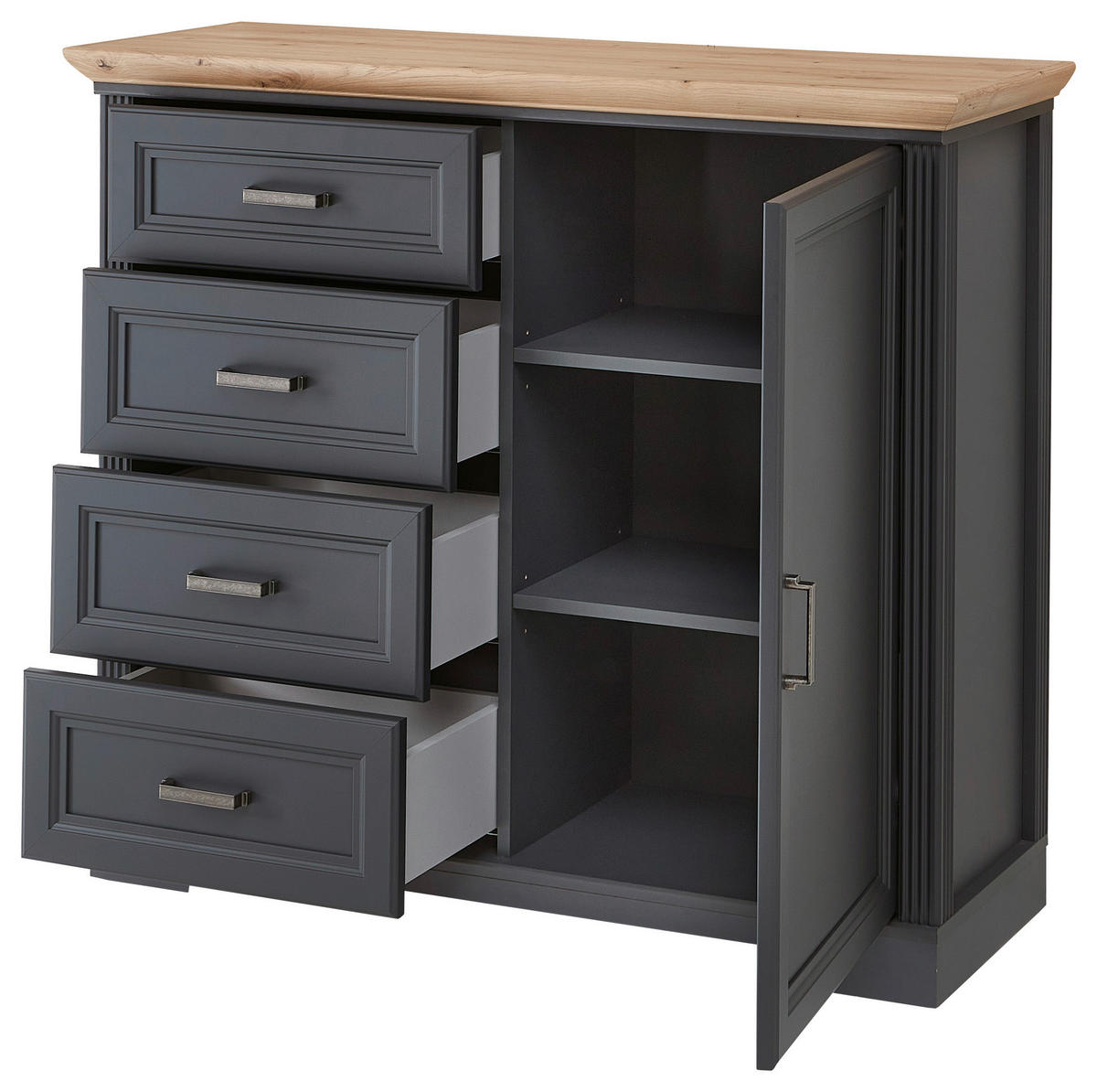 KOMMODE , 115/102/41 cm, 4 Schublade(n)  - Schwarz/Graphitfarben, Design, Holzwerkstoff/Metall (115/102/41cm) - Landscape