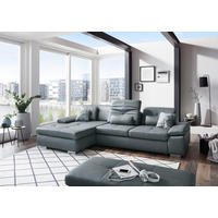 SEDEŽNA GARNITURA, pravo usnje  - Design, kovina/umetna masa (195/100/309cm) - Beldomo Premium