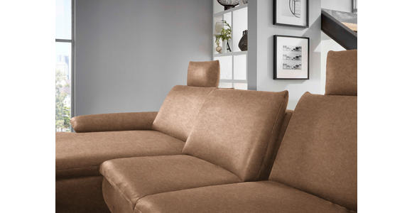 ECKSOFA in Mikrofaser Hellbraun  - Hellbraun/Schwarz, Design, Textil/Metall (181/341cm) - Dieter Knoll