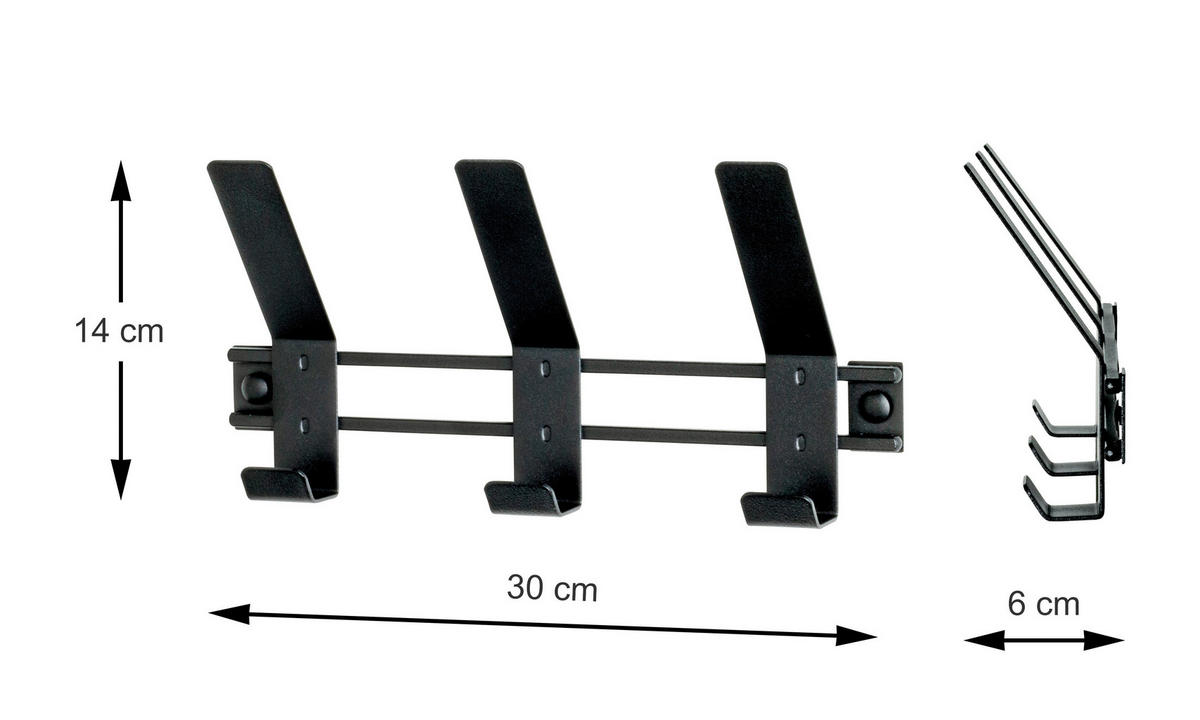 GARDEROBENLEISTE  in Schwarz  - Schwarz, MODERN, Metall (30/13/6cm)