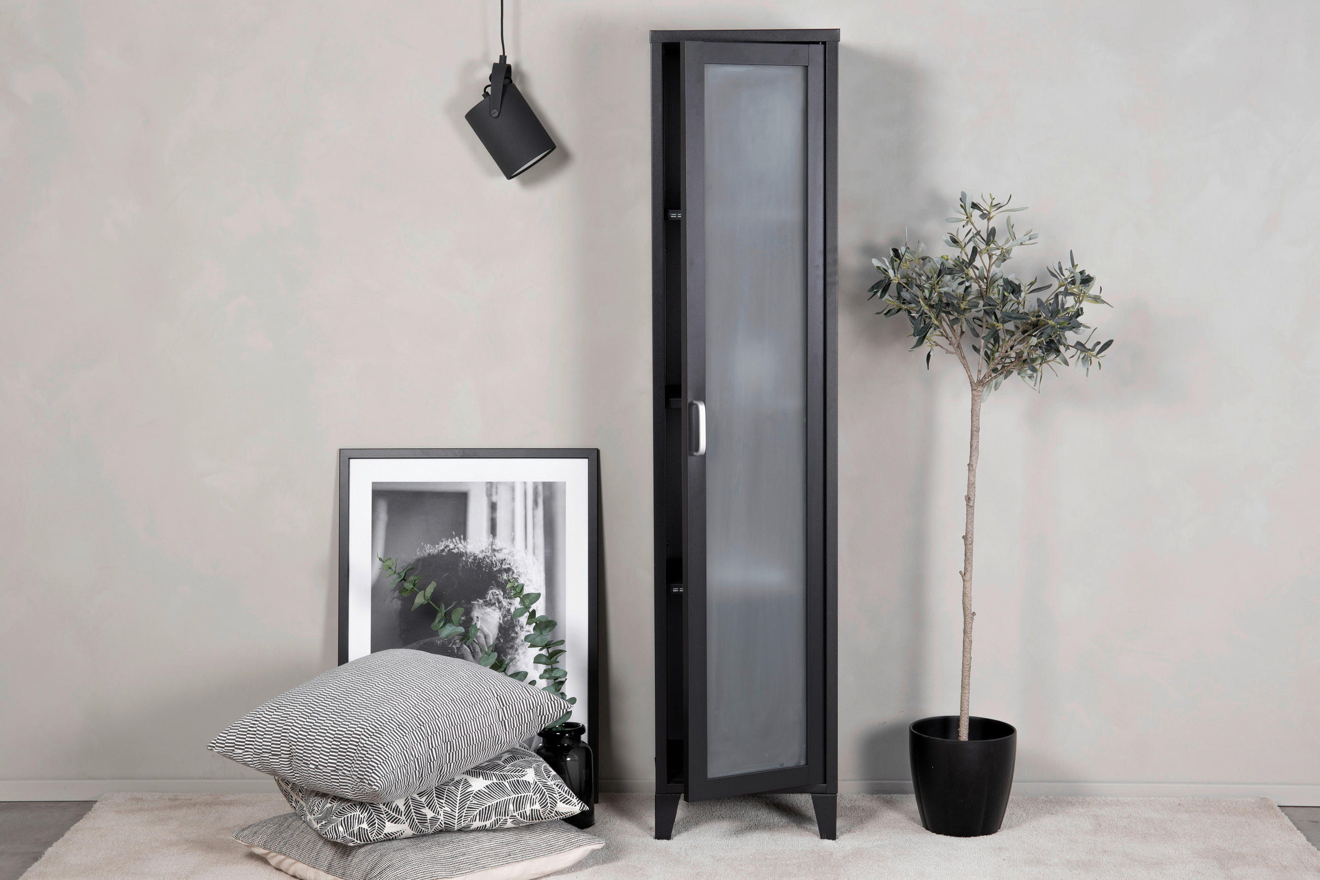 VITRINSKÅP  i svart  - svart, Design, metall/glas (35/150/35cm) - Livetastic