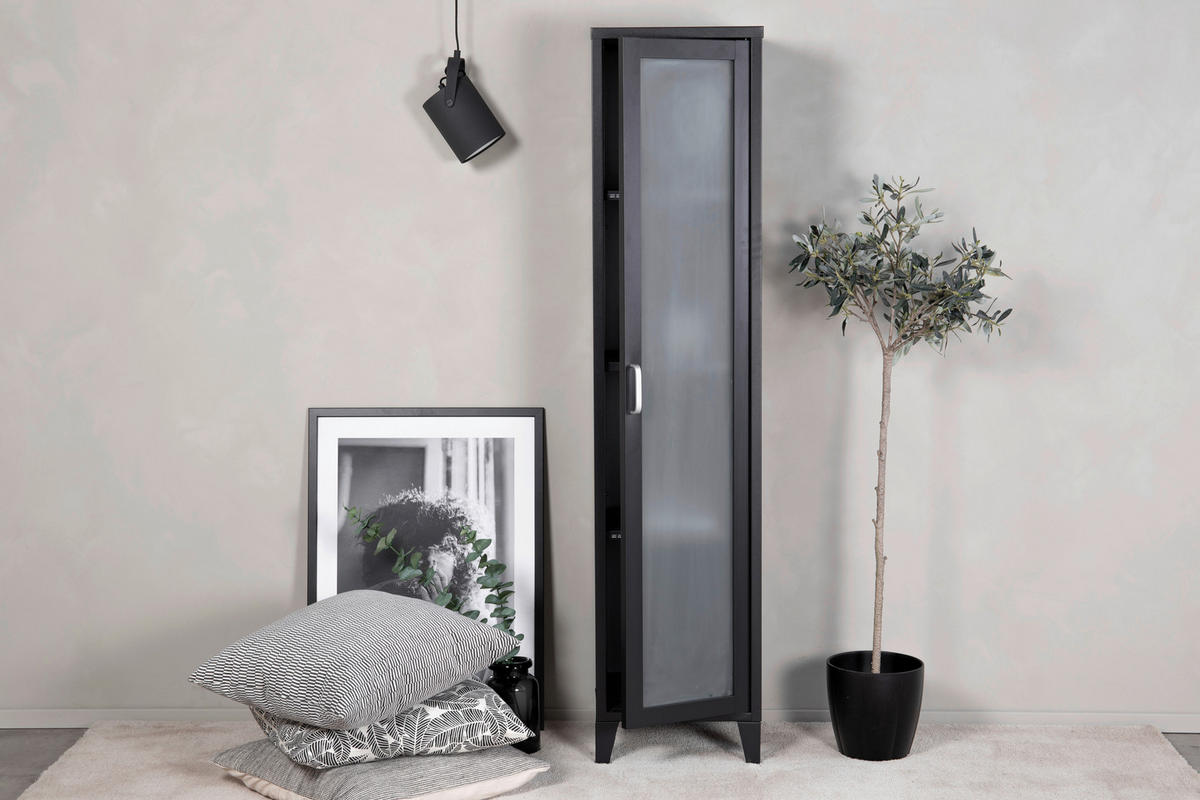 VITRINE in Schwarz  - Schwarz, Design, Glas/Metall (35/150/35cm) - Livetastic