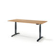 SCHREIBTISCH 160/80/64-130 cm  in Schwarz, Eichefarben  - Eichefarben/Schwarz, KONVENTIONELL, Holz/Metall (160/80/64-130cm) - Linea Natura