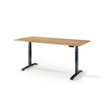 SCHREIBTISCH 180/80/64-130 cm  in Schwarz, Eichefarben  - Eichefarben/Schwarz, KONVENTIONELL, Holz/Metall (180/80/64-130cm) - Linea Natura